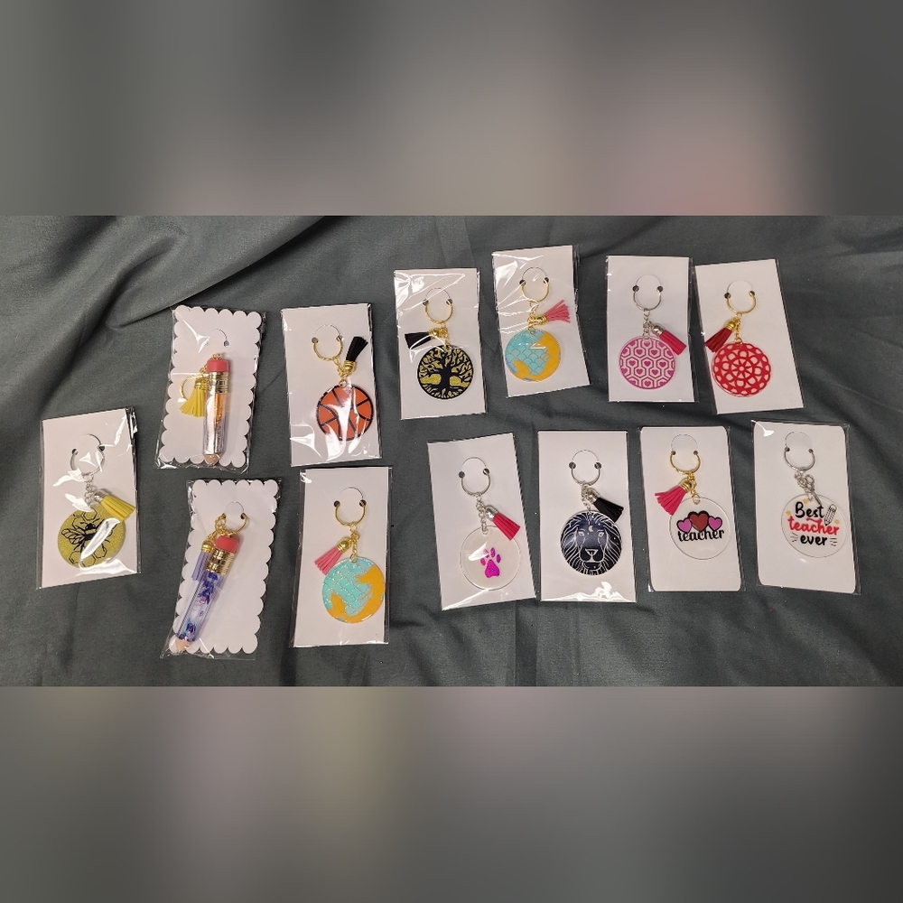 Variety of Custom Made Keychains; Made by Local Vendor